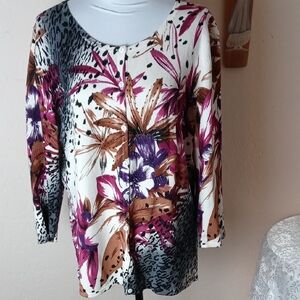 Effortless Style By Citiknits Floral Button-Up Women's Cardigan Sweater